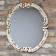 Ornate Distressed Wooden Wall Mirror