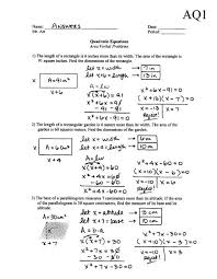 Linear And Quadratic Equations Answers
