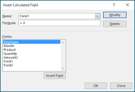 a pivot table calculated fields