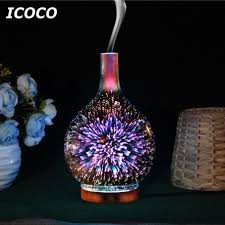 Us 29 97 21 Off Icoco Colorful 3d Glass Humidifier Led Night Light Essential Oil Diffuser Aromatherapy Air Purifierhome Decor Drop Shipping In Led