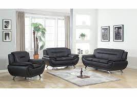 Black Leather Sofa Loveseat W Chrome
