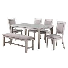 light gray dining set with bench