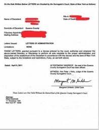 certified letter of administration in