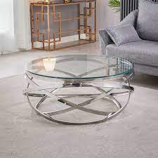 Living Room Round Silver Coffee Table