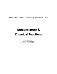 nomenclature and chemical reactions