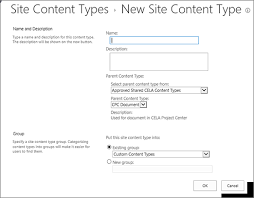 create or customize a site content type