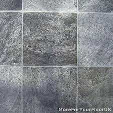 Adds great warmth & texture under your feet. Grey Stone Tile Vinyl Flooring Kitchen Bathroom Lino Ebay