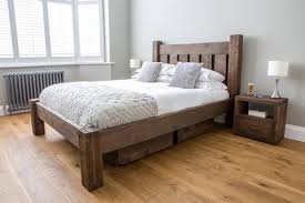 King size bed frame wood sleigh cherry bedroom furniture headboard platform home. Reclaimed Wooden Beds Rustic Solid Wood Bed Frames Eat Sleep Live