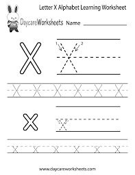 letter x alphabet learning worksheet