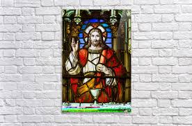 stain glass window with christ