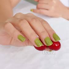 Us 0 87 20 Off 24pcs Kit Candy Olive Green Nail Tips Short Design Fake Nails Faux Ongles Full Cover False Acrylic Nails Art Design Tips P207 In