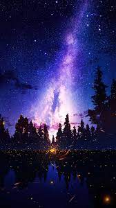 starry sky night forest scenery 4k