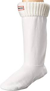Hunter Womens Half Cardigan Boot Socks White Sock Medium