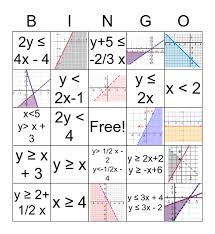Graphing Linear Inequalities Bingo Card