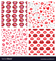 seamless pattern lips kiss imprint