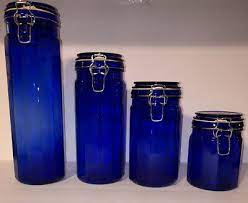 Vintage Cobalt Blue Glass Canister Set