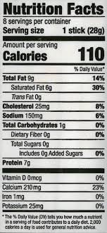 cheese stick nutrition label
