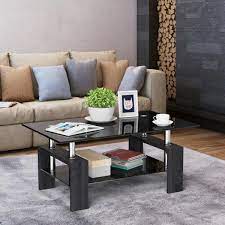 Gray Rectangle Glass Top Coffee Table