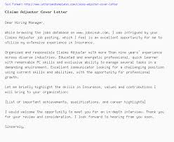 Claims Adjuster Cover Letter Job Application Letter