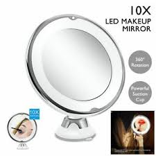 10x Magnifying Mirror With Light Led Lighted Makeup Travel Bathroom Suction Cup Ebay