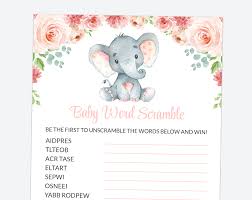 My friends, i finally have the elephant baby shower guest book printable for you that i made for the pink elephant baby shower last month. Little Elephant Baby Word Scramble Baby Shower Game