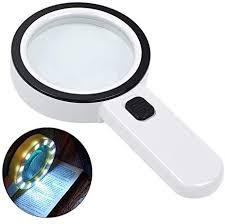 Amazon Com Magnifying Glass With Light 30x Handheld Large Magnifying Glass 12 Led Illuminated Lighted Magnifier For Macular Degeneration Seniors Reading Soldering Inspection Coins Jewelry Exploring Black Toys Games