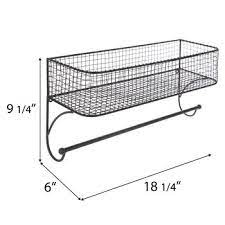Gray Wire Metal Wall Basket With Rod