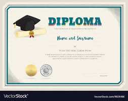Diploma Certificate Template With Graduation Cap