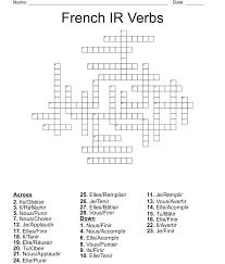 Clues are in english and answers are in french. French Verbs Crossword Wordmint