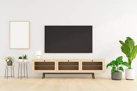minimalist living room with tv cabinet