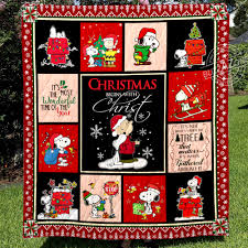 Snoopy Christmas Quilt Blanket Kona Cotton Single Double King Super King White All Over Print Soh 8905