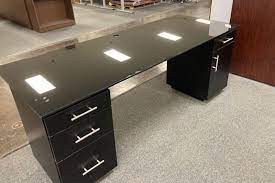 Used Glass Top Desk With Storage