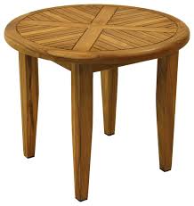Round Teak Accent Table Transitional