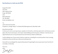 The invitation letter for a visa. Invitation Letter For Us Visitor Visa Guide Free Samples