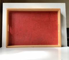 Serving Tray In Beech And Red Formica