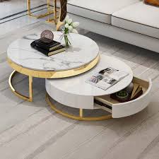Faux Marble Round Coffee Table Set