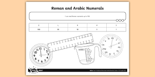 Y4 Arabic And Roman Numerals Chart Up To 100 Recognizing