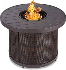 32 Inch Round Gas Fire Pit Table Wicker