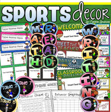 Sports Theme Class Decor Bundle Behavior Chart Name Plates Labels Signs