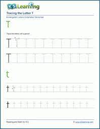 tracing the letter t t k5 learning