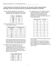 linear regression math worksheet