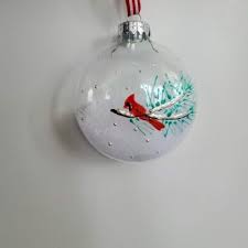 red cardinal hand painted ornament