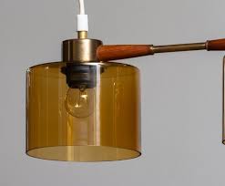 Pendant Lamp With Amber Glass Shades By