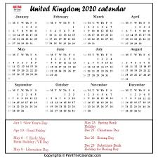 Free printable pdf templates for calendar 2021 (uk) in 18 versions, to download and print, with uk bank practical and versatile pdf calendars for 2021 for the united kingdom with uk bank holidays. Uk Holidays 2020 2020 Calendar With Uk Holidays