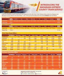 Sgr Inter County Train Madaraka Express Fare Chart Train