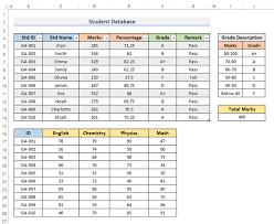how to create student database in excel