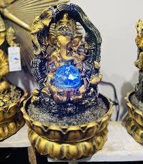 Ganesha Gold Water Fountain With Led