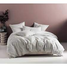 pure linen pale grey bed linen set