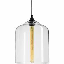 Sunlite 1 Light Clear Glass Cylinder Pendant Light Fixture With Glass Shade