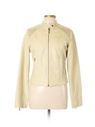 Details About Yoki Women Beige Faux Leather Jacket Lg